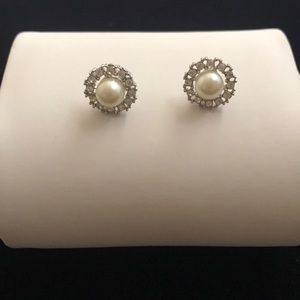 Vintage faux pearl & crystal earrings